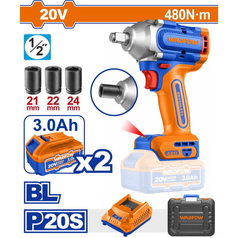 WADFOW ΜΠΟΥΛΟΝΟΚΛΕΙΔΟ ΜΠΑΤ. Li-ion 20V / 3Ah / 480Nm / 2 ΜΠΑΤ BL Motor (WCD1B48) WADFOW ΜΠΟΥΛΟΝΟΚΛΕΙΔΟ ΜΠΑΤ. Li-ion 20V / 3Ah / 480Nm / 2 ΜΠΑΤ BL Motor (WCD1B48)