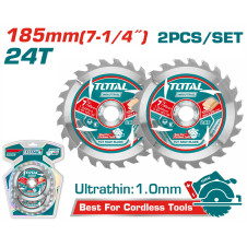 TOTAL ΕΠΑΓΓ ΣΕΤ ΔΙΣΚΟΙ ΚΟΠΗΣ ΞΥΛΟΥ Φ185Χ20mm 24Τ 2TEM ΓΙΑ TS11418526/TS1161856/TSLI1851 (TAC2331853) TOTAL