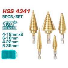TOTAL ΕΠΑΓΓ. ΣΕΤ ΤΡΥΠΑΝΙΑ ΚΩΝΙΚΑ HSS 1/4" 5ΤΕΜ (TACSD2051) TOTAL