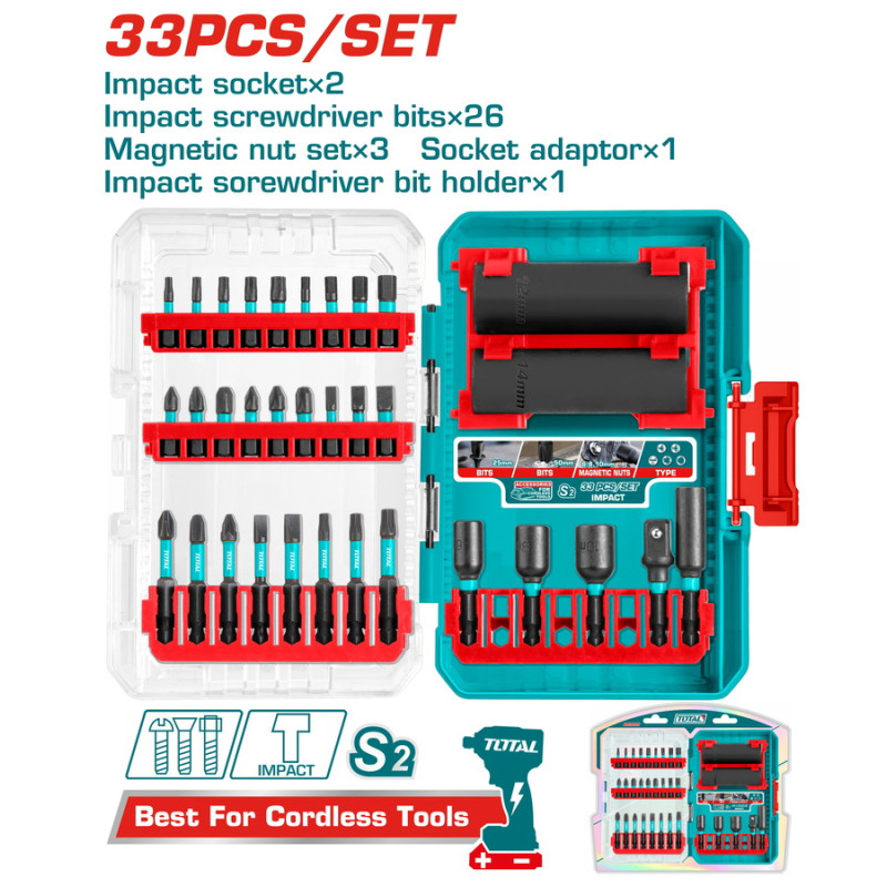 TOTAL ΕΠΑΓΓ. ΣΕΤ ΜΥΤΕΣ IMPACT 1/4" HEX 33ΤΕΜ (TACSDL63306) TOTAL TOTAL ΕΠΑΓΓ. ΣΕΤ ΜΥΤΕΣ IMPACT 1/4" HEX 33ΤΕΜ (TACSDL63306) TOTAL