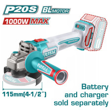 TOTAL ΕΠΑΓΓ. ΓΩΝΙΑΚΟΣ ΤΡΟΧΟΣ ΜΠΑΤ. Li-ion 20V / 115mm ΧΩΡΙΣ ΜΠΑΤΑΡΙΑ & ΦΟΡΤΙΣΤΗ (TAGLI27153E) TOTAL