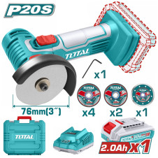 TOTAL ΕΠΑΓΓ. MINI ΓΩΝΙΑΚΟΣ ΤΡΟΧΟΣ ΜΠΑΤ. Li-ion 20V / 2Ah / 1 ΜΠΑΤΑΡΙΑ (TAGLI76012) TOTAL