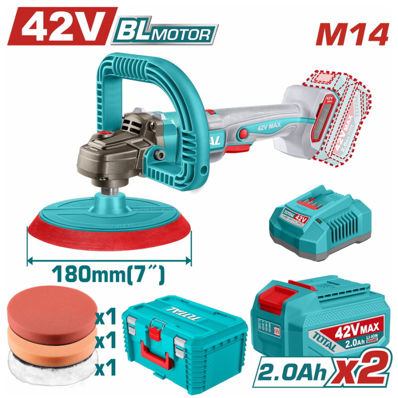 TOTAL ΕΠΑΓΓ. ΓΩΝΙΑΚΟΣ ΑΛΟΙΦΑΔΟΡΟΣ ΜΠΑΤ. Li-ion 42V / 180mm / 2Ah / 2 ΜΠΑΤ BL Motor (TAPLI42182E) TOTAL TOTAL ΕΠΑΓΓ. ΓΩΝΙΑΚΟΣ ΑΛΟΙΦΑΔΟΡΟΣ ΜΠΑΤ. Li-ion 42V / 180mm / 2Ah / 2 ΜΠΑΤ BL Motor (TAPLI42182E) TOTAL