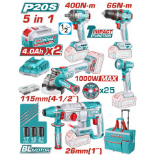 TOTAL ΕΠΑΓΓ. ΣΕΤ 5τεμ ΕΡΓΑΛΕΙΩΝ ΜΠΑΤ. Li-ion 20V / 4Ah / 2 ΜΠΑΤΑΡΙΕΣ (TCKLI20592E) TOTAL