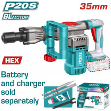 TOTAL ΕΠΑΓΓ. ΣΚΑΠΤΙΚΟ - ΚΑΤΕΔΑΦ SDS-HEX ΜΠΑΤ. Li-ion 20V ΧΩΡΙΣ ΜΠΑΤ & ΦΟΡΤΙΣΤΗ BL Motor (TDBLI20358) TOTAL