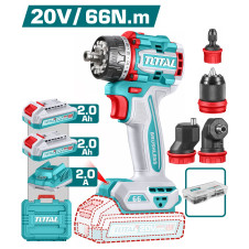 TOTAL ΕΠΑΓΓ. ΔΡΑΠ/ΒΙΔΟ COMPACT ΜΕ 4 ΚΕΦΑΛΕΣ ΜΠΑΤ. Li-ion 20V/66Nm/2Ah/ 2 ΜΠΑΤ BL Motor (TDLI206686E) TOTAL