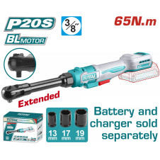 TOTAL ΕΠΑΓΓ. ΚΑΣΤΑΝΙΑ ΜΑΚΡΙΑ 3/8" / 65Nm ΜΠΑΤ. Li-ion 20V ΧΩΡΙΣ ΜΠΑΤΑΡΙΑ & ΦΟΡΤΙΣΤΗ (TDRLI206529) TOTAL