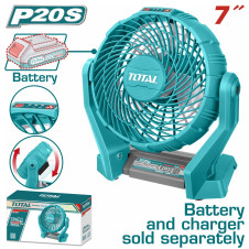 TOTAL ΑΝΕΜΙΣΤΗΡΑΣ ΡΕΥΜΑΤΟΣ & ΜΠΑΤ. Li-ion 20V / 7" ΧΩΡΙΣ ΜΠΑΤΑΡΙΑ & ΦΟΡΤΙΣΤΗ (TFALI2007) TOTAL