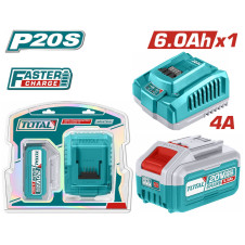 TOTAL ΕΠΑΓΓ. ΣΕΤ 1τεμ ΜΠΑΤ. TFBLI2060 Li-ion 20V/6Ah + 1τεμ ΤΑΧΥΦΟΡΤΙΣΤΗΣ TFCLI20411E (TFBCPK1416E) TOTAL