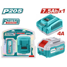 TOTAL ΕΠΑΓΓ. ΣΕΤ 1τεμ ΜΠΑΤ TFBLI2075 Li-ion 20V/7.5Ah + 1τεμ ΤΑΧΥΦΟΡΤΙΣΤΗΣ TFCLI20411E (TFBCPK1417E) TOTAL