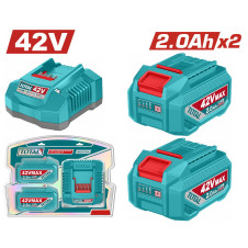 TOTAL ΕΠΑΓΓ. ΣΕΤ 2τεμ ΜΠΑΤ. TFBLI42201E Li-ion 42V/2Ah + 1τεμ ΦΟΡΤΙΣΤΗΣ TFCLI42021E (TFBCPM20221E) TOTAL