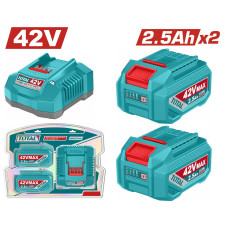 TOTAL ΕΠΑΓΓ. ΣΕΤ 2τεμ ΜΠΑΤ. TFBLI42251E Li-ion 42V/2.5Ah + 1τεμ ΦΟΡΤΙΣΤΗΣ TFCLI42021E (TFBCPM25221E) TOTAL
