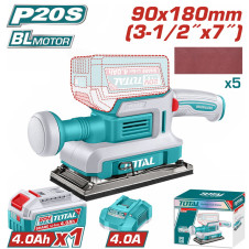 TOTAL ΕΠΑΓΓ. ΠΑΛΜΙΚΟ ΤΡΙΒΕΙΟ ΜΠΑΤ. Li-ion 20V / 90X180mm / 4Ah / 1 ΜΠΑΤ BL Motor (TFSLI20313E) TOTAL