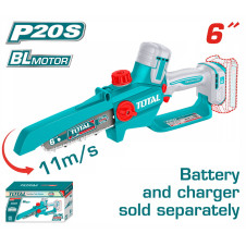 TOTAL ΕΠΑΓΓ. ΑΛΥΣΟΠΡΙΟΝΟ ΚΛΑΔ. ΜΠΑΤ. Li-ion 20V / 6" ΧΩΡΙΣ ΜΠΑTΑΡΙΑ & ΦΟΡΤΙΣΤΗ BL Motor (TGSLI2066) TOTAL