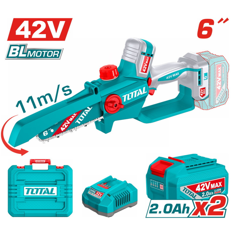 TOTAL ΕΠΑΓΓ. ΣΕΤ ΑΛΥΣΟΠΡΙΟΝΟ ΚΛΑΔ. ΜΠΑΤ. Li-ion 42V / 6"/ 2Ah / 2 ΜΠΑΤ BL Motor (TGSLI42681E) TOTAL TOTAL ΕΠΑΓΓ. ΣΕΤ ΑΛΥΣΟΠΡΙΟΝΟ ΚΛΑΔ. ΜΠΑΤ. Li-ion 42V / 6"/ 2Ah / 2 ΜΠΑΤ BL Motor (TGSLI42681E) TOTAL