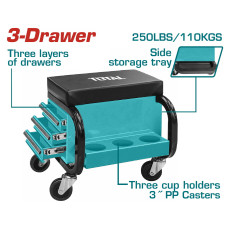 TOTAL ΕΠΑΓΓ. ΕΡΓΑΛΕΙΟΘΗΚΗ ΚΑΘΙΣΜΑ ΜΕ 3 ΣΥΡΤΑΡΙΑ ΚΑΙ ΡΟΔΕΣ 110Kg (THCS103) TOTAL