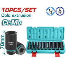 TOTAL ΣΕΤ ΚΑΡΥΔΑΚΙΑ ΑΕΡΟΣ ΕΞΑΓΩΝΑ ΜΑΥΡΑ ΜΑΚΡΙΑ 1/2" 10ΤΕΜ (THKISD12102L) TOTAL