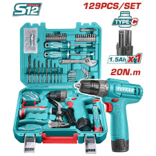 TOTAL ΣΕΤ ΔΡΑΠΑΝΟΚΑΤΣΑΒΙΔΟ ΜΠΑΤ. Li-ion 12V / 1.5Ah  / 20Nm 129ΤΕΜ Type C (THKTHP11292E) TOTAL