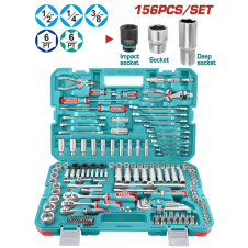 TOTAL ΕΠΑΓΓ. ΚΑΣΕΤΙΝΑ ΚΑΡΥΔΑΚΙΑ 1/4"-3/8"-1/2" & ΕΡΓΑΛΕΙΑ ΧΕΙΡΟΣ 156ΤΕΜ (THKTHP21566) TOTAL
