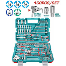 TOTAL ΕΠΑΓΓ. ΚΑΣΕΤΙΝΑ ΚΑΡΥΔΑΚΙΑ 1/4"-3/8"-1/2" & ΕΡΓΑΛΕΙΑ ΧΕΙΡΟΣ 160ΤΕΜ (THKTHP61607) TOTAL