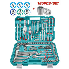 TOTAL ΕΠΑΓΓ. ΚΑΣΕΤΙΝΑ ΚΑΡΥΔΑΚΙΑ 1/4"-3/8"-1/2" & ΕΡΓΑΛΕΙΑ ΧΕΙΡΟΣ 165ΤΕΜ (THKTHP61657) TOTAL