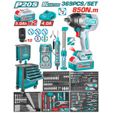 TOTAL ΕΠΑΓΓ. ΕΡΓΑΛΕΙΟΦΟΡΟΣ ΜΕ ΜΠΟΥΛΟΝΟΚΛΕΙΔΟ 850Nm & 369ΤΕΜ ΕΡΓΑΛΕΙΑ (THPTCS83692) TOTAL