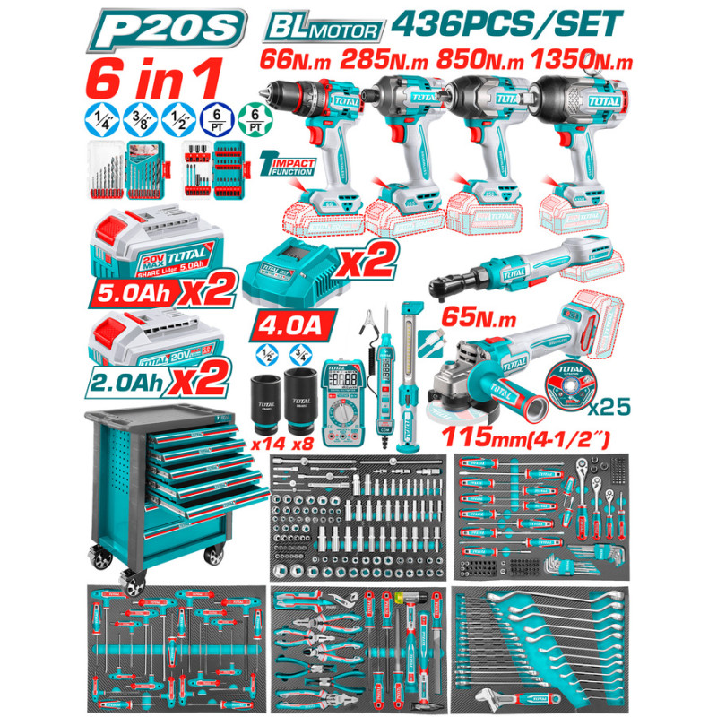 TOTAL ΕΠΑΓΓ. ΕΡΓΑΛΕΙΟΦΟΡΟΣ ΜΕ 20V 6 in1 ΕΡΓΑΛΕΙΑ & 436ΤΕΜ ΕΡΓΑΛΕΙΑ-ΕΞΑΡΤΗΜΑΤΑ (THPTCS84362E) TOTAL TOTAL ΕΠΑΓΓ. ΕΡΓΑΛΕΙΟΦΟΡΟΣ ΜΕ 20V 6 in1 ΕΡΓΑΛΕΙΑ & 436ΤΕΜ ΕΡΓΑΛΕΙΑ-ΕΞΑΡΤΗΜΑΤΑ (THPTCS84362E) TOTAL