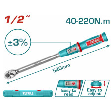 TOTAL ΕΠΑΓΓ. ΔΥΝΑΜΟΚΛΕΙΔΟ 1/2" / 40-220Nm (THPTW1220N6) TOTAL