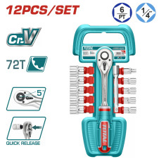 TOTAL ΕΠΑΓΓ. ΣΕΤ ΚΑΣΤΑΝΙΑ 1/4" ΜΕ ΚΑΡΥΔΑΚΙΑ 12ΤΕΜ (THT14114126) TOTAL