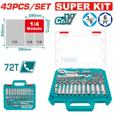 TOTAL ΕΠΑΓΓ. ΚΑΣΕΤΙΝΑ ΚΑΡΥΔΑΚΙΑ 3/8" 43ΤΕΜ SUPER KIT (THT381436) TOTAL