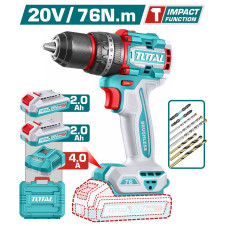 TOTAL ΕΠΑΓΓ. ΔΡΑΠ/ΒΙΔΟ ΚΡΟΥΣΤΙΚΟ ΜΠΑΤ. Li-ion 20V / 2Ah / 76Nm / 2 ΜΠΑΤ BL Motor (TIDLI207686E) TOTAL