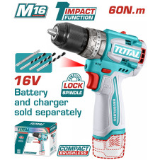 TOTAL ΕΠΑΓΓ. ΔΡΑΠ/ΒΙΔΟ ΚΡΟΥΣΤΙΚΟ ΜΠΑΤ. Li-ion 16V / 60Nm ΧΩΡΙΣ ΜΠΑΤΑΡΙΑ & ΦΟΡΤΙΣΤΗ (TIDLI16681) TOTAL