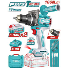 TOTAL ΕΠΑΓΓ. ΔΡΑΠ/ΒΙΔΟ ΚΡΟΥΣΤΙΚΟ ΜΠΑΤ. Li-ion 20V / 5Ah / 166Nm / 2 ΜΠΑΤ BL Motor (TIDLI201668E) TOTAL