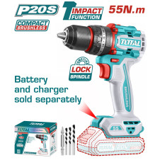 TOTAL ΕΠΑΓΓ. ΔΡΑΠΑΝΟΚΑΤΣΑΒΙΔΟ ΚΡΟΥΣΤΙΚΟ ΜΠΑΤ. Li-ion 20V / 55Nm BL Motor ΧΩΡΙΣ ΜΠΑΤ & ΦΟΡΤΙΣΤΗ (TIDLI205581) TOTAL