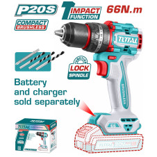 TOTAL ΕΠΑΓΓ. ΔΡΑΠΑΝΟΚΑΤΣΑΒΙΔΟ ΚΡΟΥΣΤΙΚΟ ΜΠΑΤ. Li-ion 20V / 66Nm BL Motor ΧΩΡΙΣ ΜΠΑΤ & ΦΟΡΤΙΣΤΗ (TIDLI206681) TOTAL