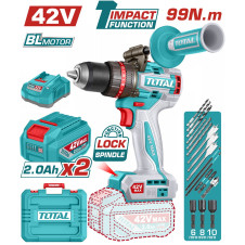 TOTAL ΕΠΑΓΓ. ΔΡΑΠ/ΒΙΔΟ ΚΡΟΥΣΤΙΚΟ ΜΠΑΤ. Li-ion 42V / 2Ah / 99Nm / 2 ΜΠΑΤ BL Motor (TIDLI429982E) TOTAL