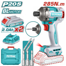 TOTAL ΕΠΑΓΓ. ΠΑΛΜΙΚΟ ΚΑΤΣΑΒΙΔΙ ΜΠΑΤ. Li-ion 20V / 2Ah / 285Nm / 2 ΜΠΑΤAΡΙΕΣ BL Motor (TIRLI2028E) TOTAL