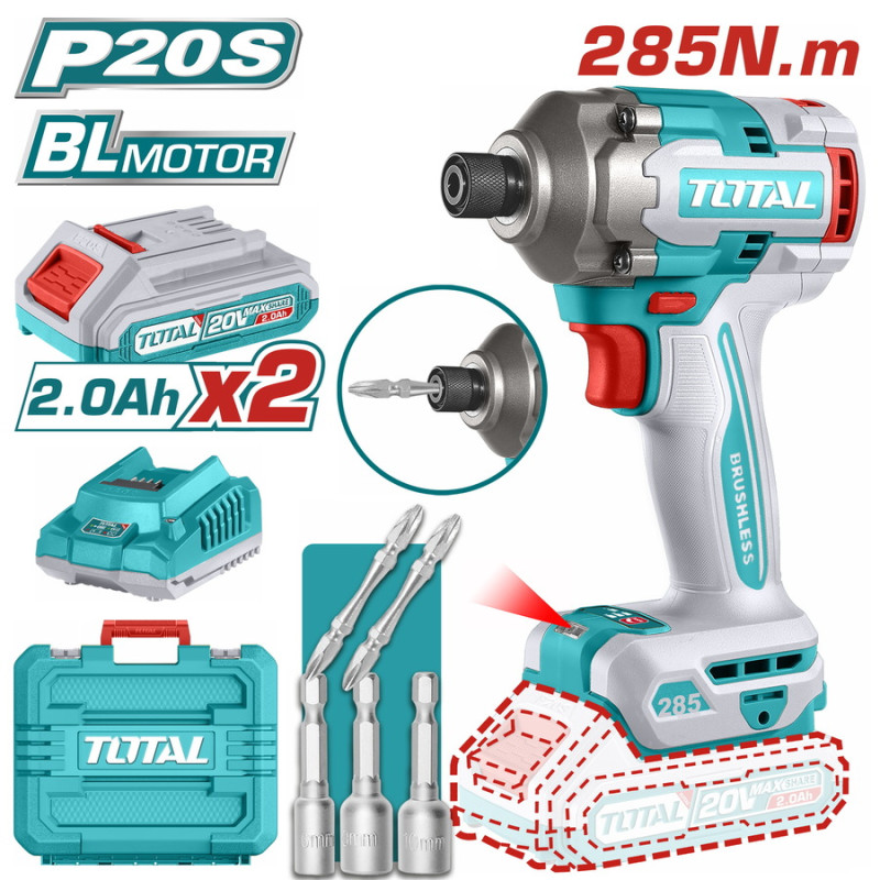 TOTAL ΕΠΑΓΓ. ΠΑΛΜΙΚΟ ΚΑΤΣΑΒΙΔΙ ΜΠΑΤ. Li-ion 20V / 2Ah / 285Nm / 2 ΜΠΑΤAΡΙΕΣ BL Motor (TIRLI2028E) TOTAL TOTAL ΕΠΑΓΓ. ΠΑΛΜΙΚΟ ΚΑΤΣΑΒΙΔΙ ΜΠΑΤ. Li-ion 20V / 2Ah / 285Nm / 2 ΜΠΑΤAΡΙΕΣ BL Motor (TIRLI2028E) TOTAL
