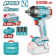 TOTAL ΕΠΑΓΓ. ΜΠΟΥΛΟΝΟΚΛΕΙΔΟ ΜΠΑΤ. Li-ion 20V / 4Ah / 550Nm / 2 ΜΠΑΤΑΡΙΕΣ BL Motor (TIWLI2055E) TOTAL