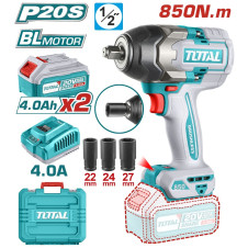 TOTAL ΕΠΑΓΓ. ΜΠΟΥΛΟΝΟΚΛΕΙΔΟ ΜΠΑΤ. Li-ion 20V / 4Ah / 850Nm / 2 ΜΠΑΤΑΡΙΕΣ (TIWLI2085) TOTAL