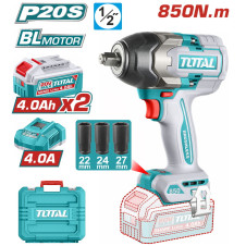 TOTAL ΕΠΑΓΓ. ΜΠΟΥΛΟΝΟΚΛΕΙΔΟ ΜΠΑΤ. Li-ion 20V / 4Ah / 850Nm / 2 ΜΠΑΤΑΡΙΕΣ (TIWLI2085E) TOTAL