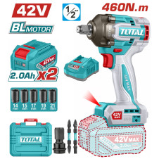 TOTAL ΕΠΑΓΓ. ΜΠΟΥΛΟΝΟΚΛΕΙΔΟ ΜΠΑΤ. Li-ion 42V / 2Ah / 460Nm / 2 ΜΠΑΤ BL Motor (TIWLI42462E) TOTAL