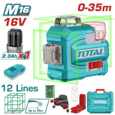 TOTAL ΕΠΑΓΓ. ΑΛΦΑΔΙ LASER 3D ΜΠΑΤ. Li-ion 16V / 0-35m ΠΡΑΣΙΝΕΣ ΑΚΤΙΝΕΣ 12 Lines (TLL301201E) TOTAL