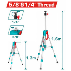 TOTAL ΤΡΙΠΟΔΑΣ ΑΛΟΥΜΙΝΙΟΥ ΓΙΑ ΑΛΦΑΔΙΑ LASER 5/8" & 1/4" 1.5m (TLLT01572) TOTAL