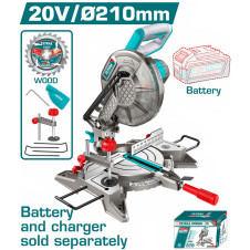 TOTAL ΕΠΑΓΓ. ΔΙΣΚΟΠΡΙΟΝΟ ΠΑΓΚΟΥ ΜΠΑΤ. Li-ion 20V /  Φ-210mm ΧΩΡΙΣ ΜΠΑΤΑΡΙΑ & ΦΟΡΤΙΣΤΗ (TMSLI2021) TOTAL