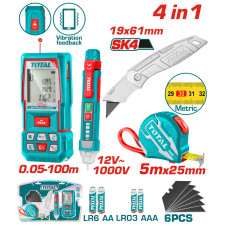 TOTAL ΕΠΑΓΓ.  ΣΕΤ ΜΕΤΡΗΤΗΣ ΑΠΟΣΤ. LASER 100m 4 σε 1 (TOS250701M) TOTAL