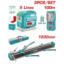 TOTAL ΕΠΑΓΓ. ΣΕΤ ΚΟΦΤΗΣ ΠΛΑΚΙΔΙΩΝ 120cm + ΑΛΦΑΔΙ LASER 35m + ΜΕΤΡΗΤΗΣ ΑΠΟΣ. 100m (TOS250911) TOTAL