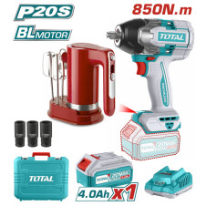 TOTAL ΕΠΑΓΓ. ΣΕΤ ΜΠΟΥΛΟΝΟΚΛΕΙΔΟ + ΜΙΞΕΡ ΜΠΑΤ. Li-ion 20V / 4Ah / 1 ΜΠΑΤΑΡΙΑ (TOSLI240313E) TOTAL