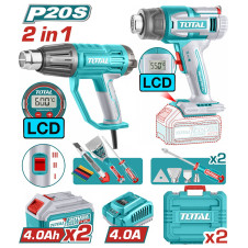 TOTAL ΕΠΑΓΓ. ΣΕΤ ΠΙΣΤΟΛΙΑ ΘΕΡΜΟΥ ΑΕΡΑ ΜΠΑΤ. Li-ion 20V (TOSLI241188E) TOTAL
