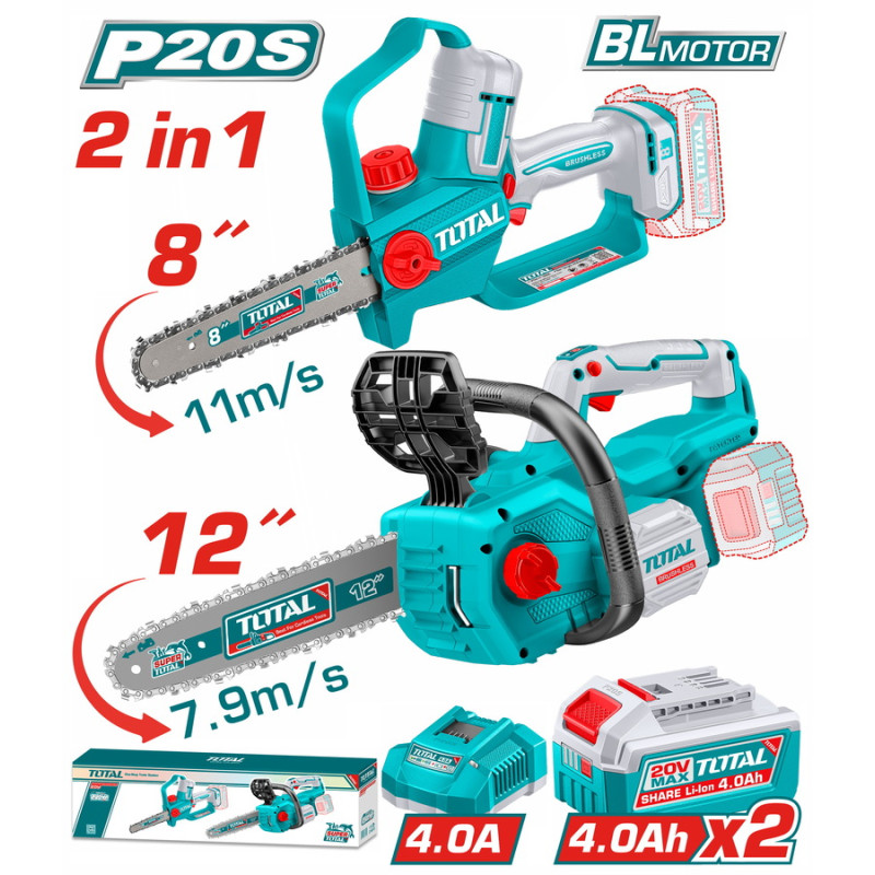 TOTAL ΕΠΑΓΓ. ΣΕΤ ΑΛΥΣΟΠΡΙΟΝΑ 8" + 12" ΜΠΑΤ. Li-ion 20V / 4Ah / 2 ΜΠΑΤ BL Motor (TOSLI251085E) TOTAL TOTAL ΕΠΑΓΓ. ΣΕΤ ΑΛΥΣΟΠΡΙΟΝΑ 8" + 12" ΜΠΑΤ. Li-ion 20V / 4Ah / 2 ΜΠΑΤ BL Motor (TOSLI251085E) TOTAL